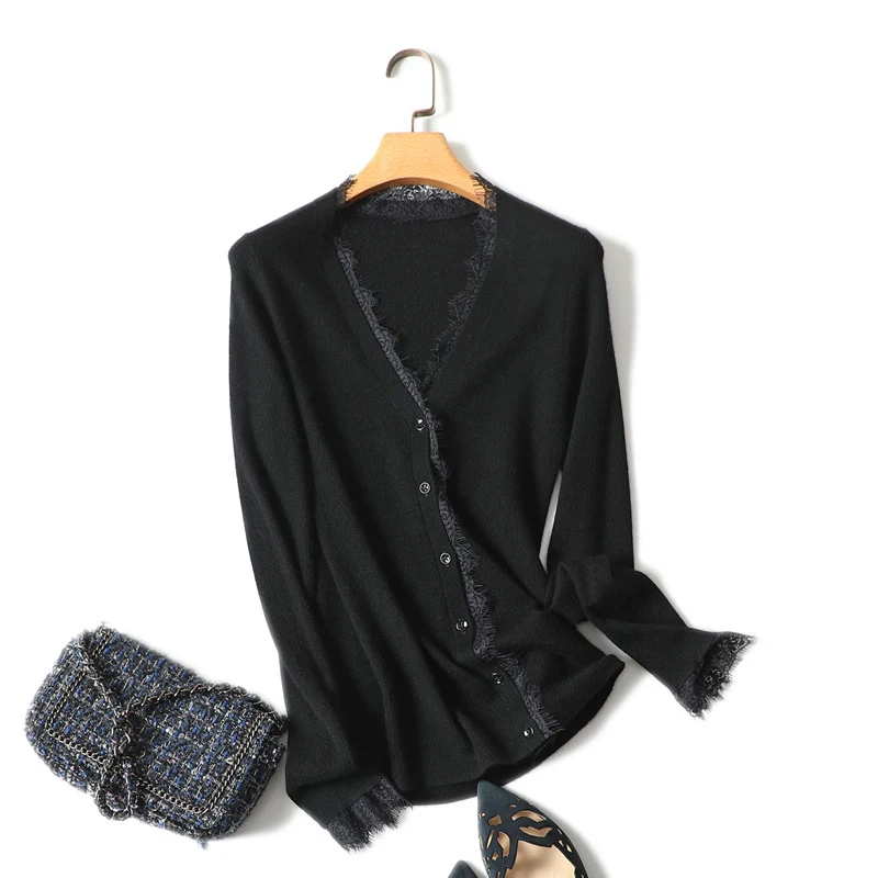 Женские короткие кардиганы с длинным рукавом весна-лето новинка 100% кашемир