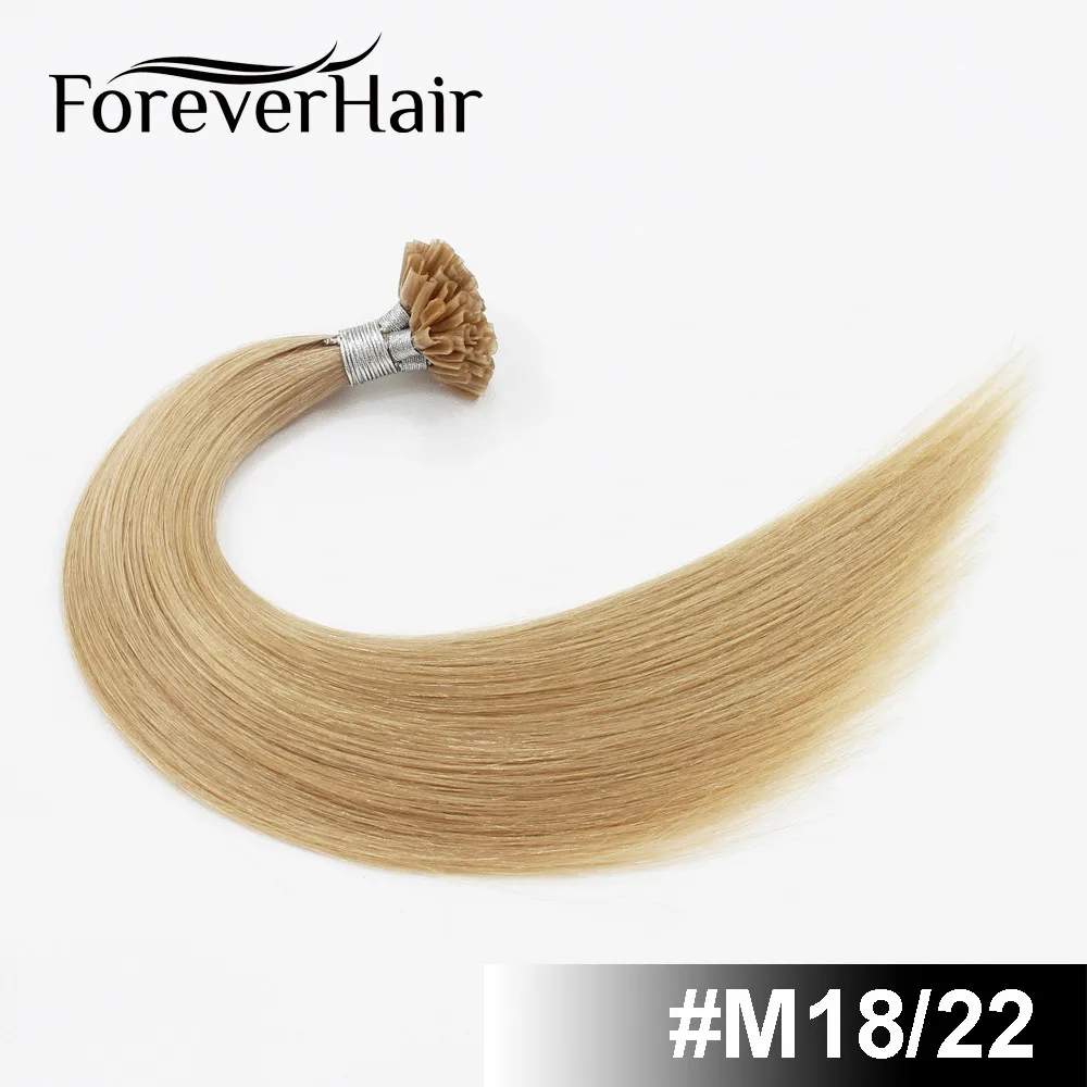 FOREVER HAIR 0,8 г/локон 1" 18" 2" Remy Предварительно Связанные кератиновые волосы для наращивания европейские волосы на кератиновых капсулах fusion Hair 50 s/pac - Цвет: # M18/22