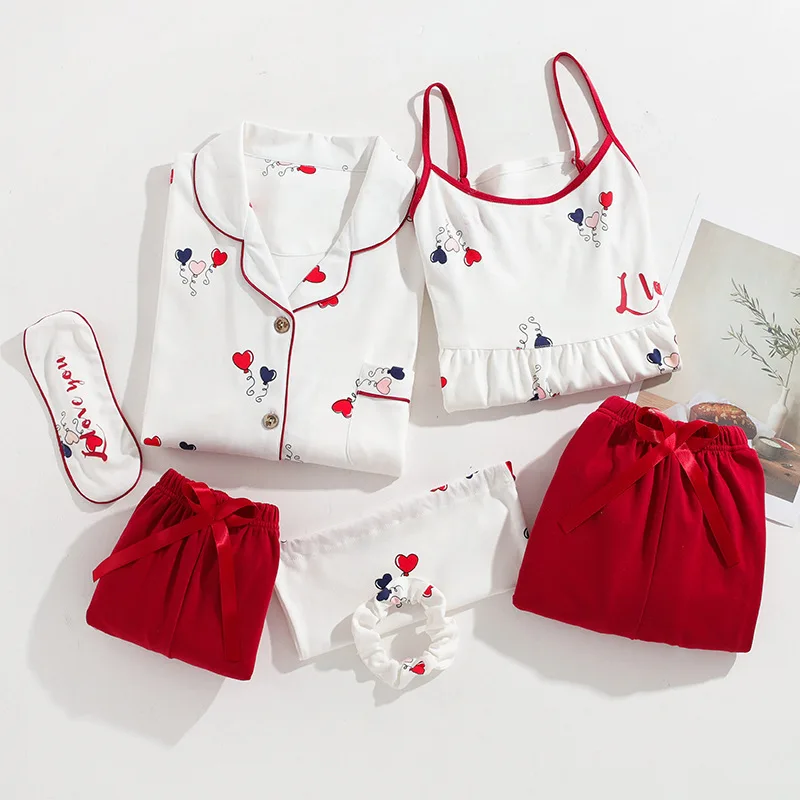 Пижама JRMISSLI Женская пижама из хлопка с принтом 7 шт. | одежда