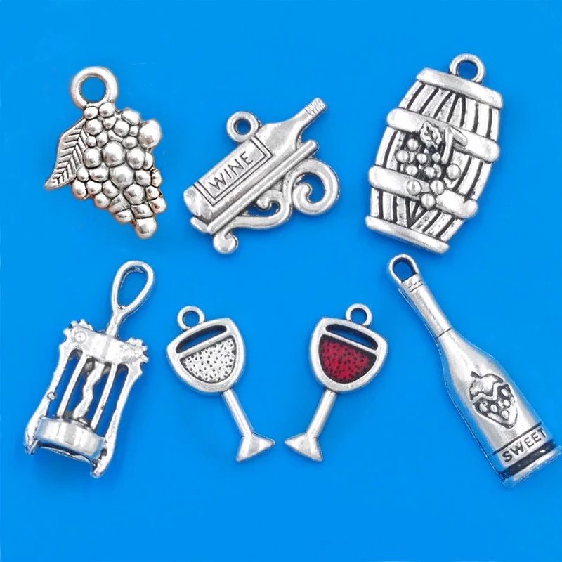 Смешанные Подвески для коллекции вина 30 шт. посеребренные подвески в античном