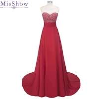 in stock cheap long chiffon red lilac bridesmaid dresses a line vestido de festa de casamen sequins formal party prom dress