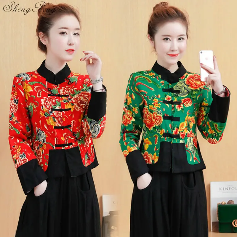 Традиционная китайская одежда для женщин cheongsam Топ Мандарин воротник женские топы и блузки Восточная китайская одежда Q665