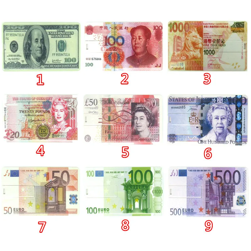 Все виды валюту в форме кредитной карты флэш накопитель персонализированные usb