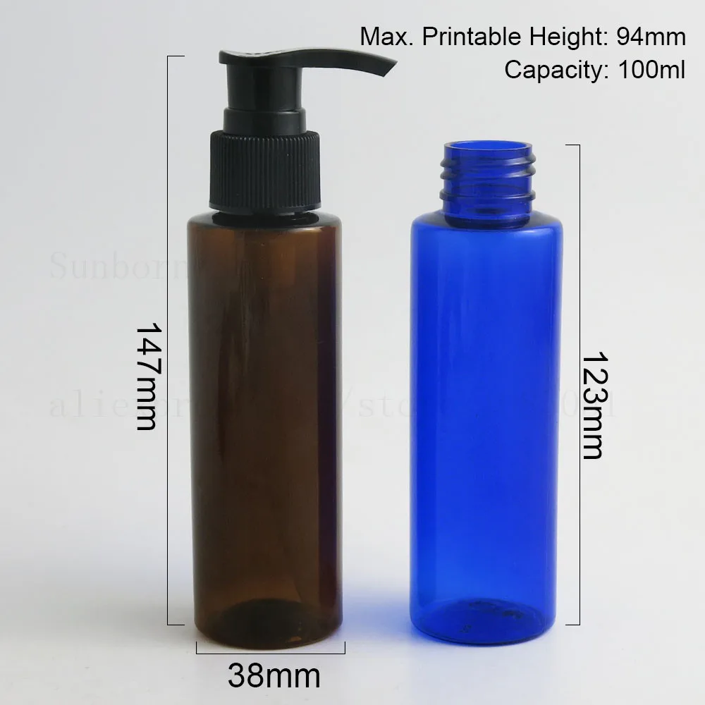 

30 x 100ml Empty Plastic Clear Amber Blue White Shampoo Lotion Pump Bottle Soap Liquid Dispenser Shower Conditioner Bottles
