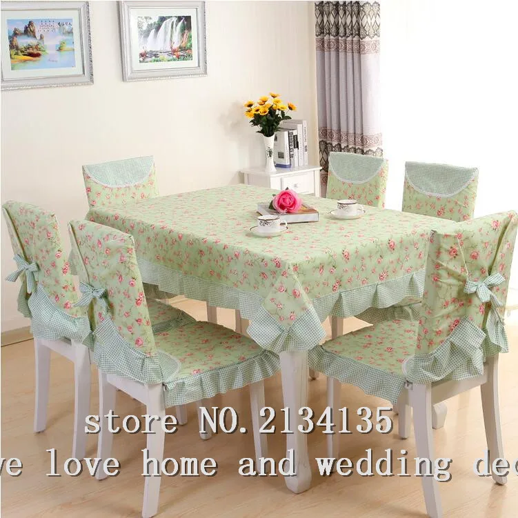 The chairs set round table cloth fabric dining pastoral suit tablecloth cushion | Дом и сад