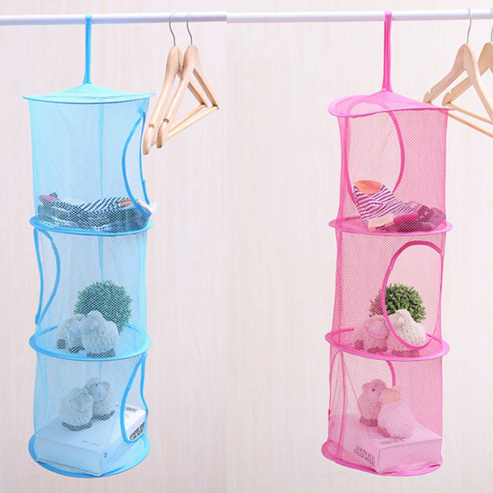 3 яруса сетки Висячие карманные игрушки для хранения спальни дверь стенной шкаф Домашний Органайзер сумки Складная гнездовая корзина бюстгальтер#755