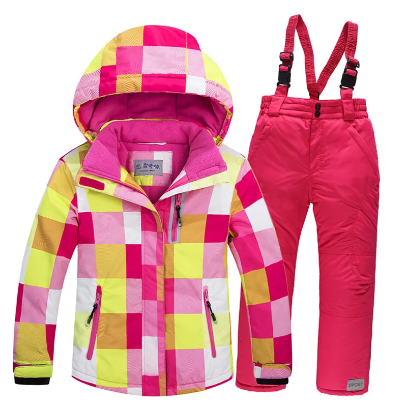 Детский лыжный костюм теплые зимние хлопковые лыжные куртки и штаны для девочек