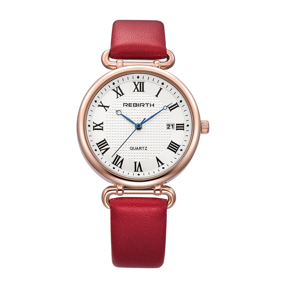 

REBIRTH Luxury European Design Female Classic Casual Simple Calendar lady Quartz Wrist calendar Multi-color selection Watches