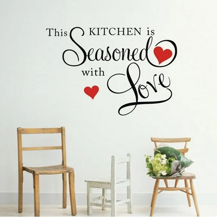 % Эта кухня приправленная с любовью цитаты наклейки на стену для ресторана