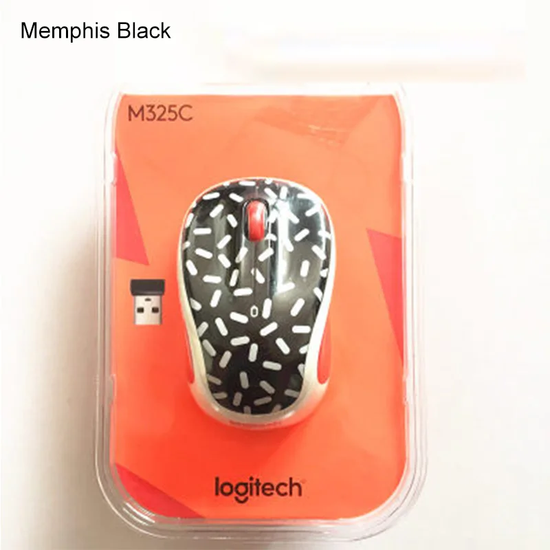Black Беспроводная игровая мышь logitech M325C 2,4G с милыми картинками, поддержка 1000pdi для молодых девушек/мальчиков, официальная проверка - Цвет: Black