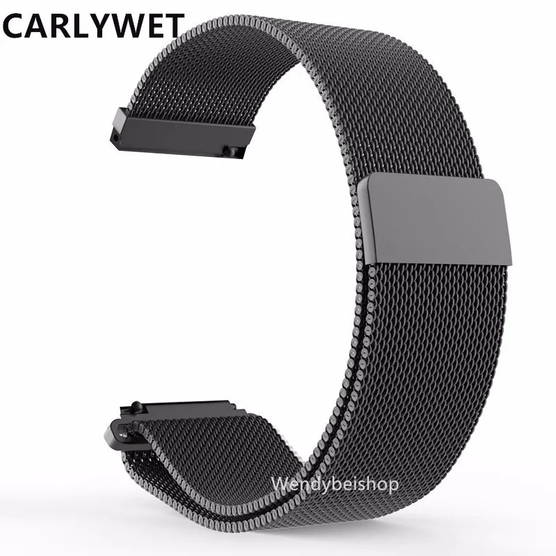CARLYWET 16 18 20 22 23 мм серебристый черный розовое золото Синий Сетка Миланская петля стальной браслет наручные часы ремешок магнитное закрытие