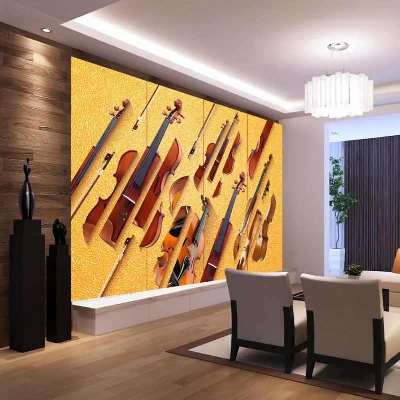 Золотые обои в стиле Коломак декор для стен скрипки гостиной скандинавские