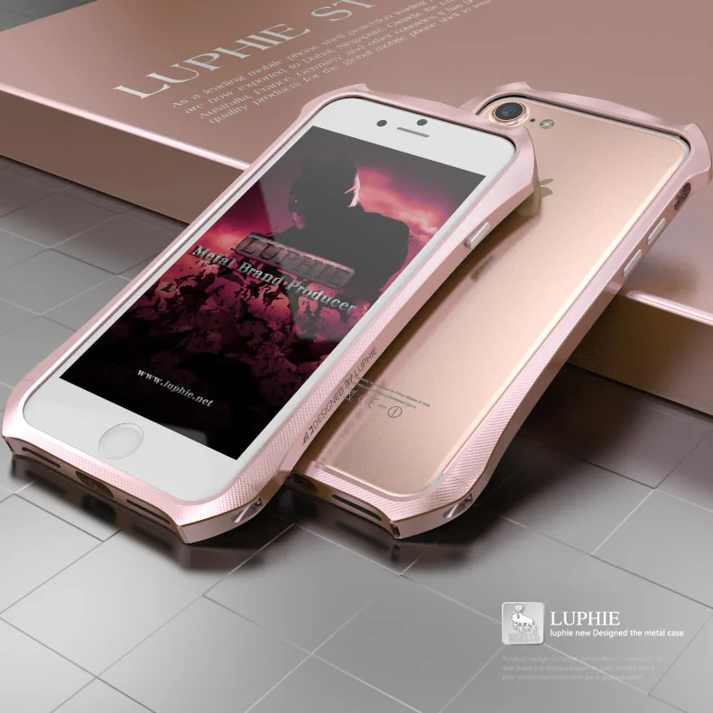 LUPHIE для iPhone 7 Чехол Роскошный металлический алюминиевый каркас Жесткий Тонкий бампер Бэтмен чехол для телефона для iPhone 7 Plus чехол - Цвет: Rose Gold