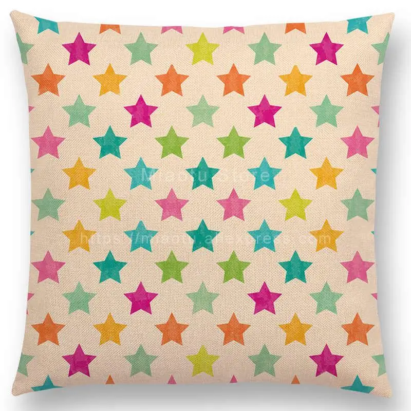 Чехол для диванной подушки с цветами листьями точками звездами волнами