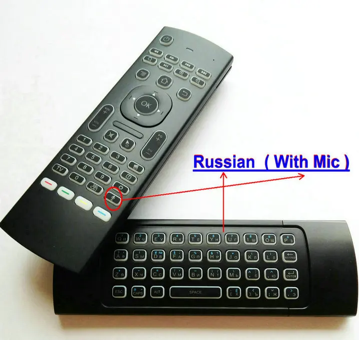 Russia with Mic MX3 подсветка Голосовая воздушная мышь клавиатура Русский Английский 5 ИК обучающих клавиш для Android Smart tv Box pc PK G30 G30s пульт дистанционного управления - Цвет: Russia with Mic