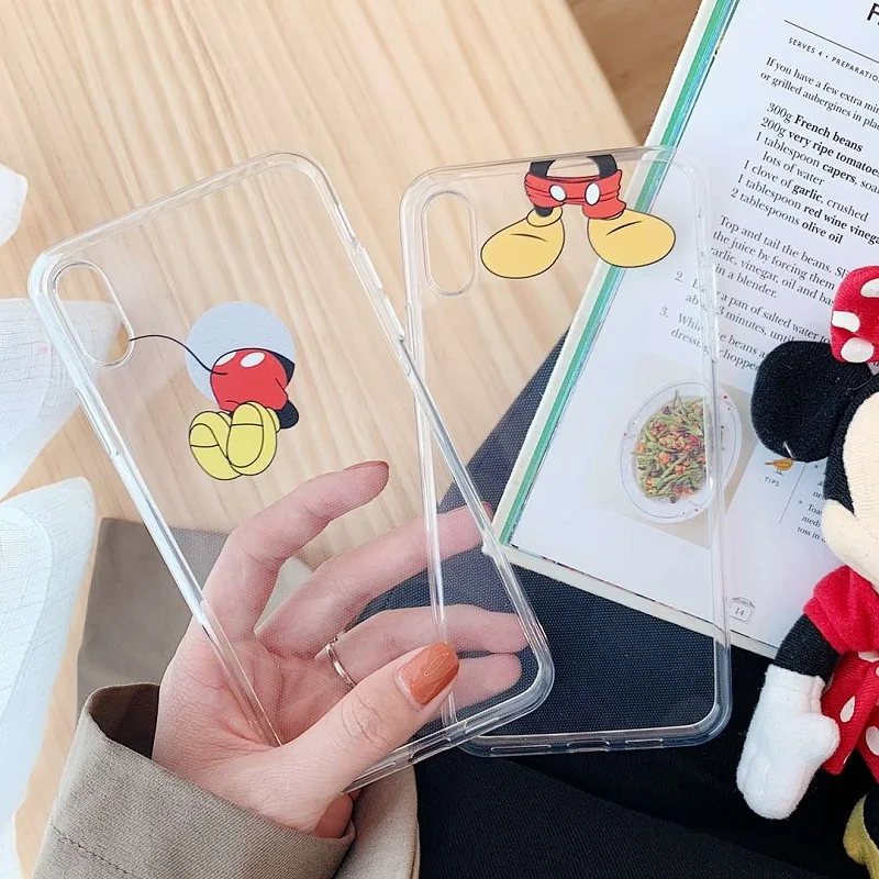 Роскошный противоударный прозрачный мягкий чехол из ТПУ с Микки для iphone XS MAX 6 6 S 7 8 Plus, чехол для iphone X XR