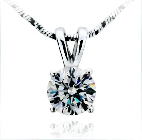 

2 Carat Brilliant Round Cut Diamond Engagement Pendant Necklace Solid Platinum 950 Best Bridal Wedding Jewelry