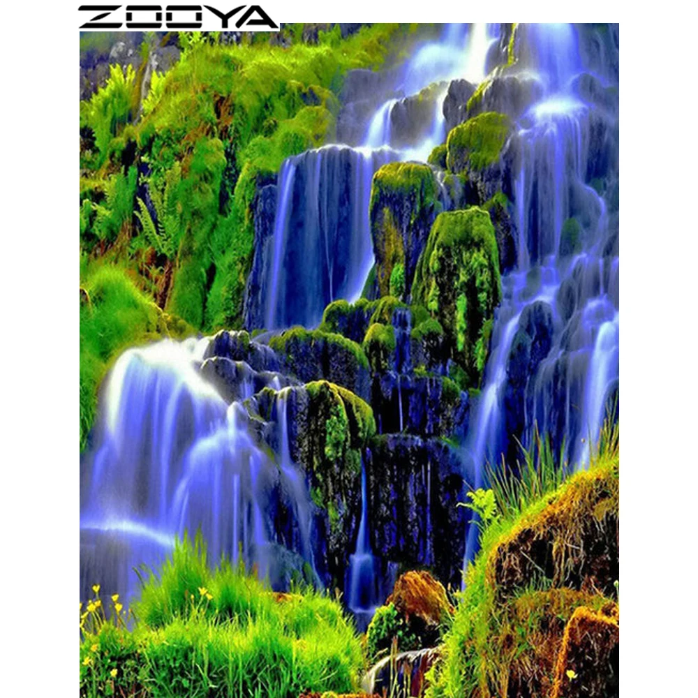 

ZOOYA DIY Full Diamonds Painting Cross-Stitch Embroidery 3d Diamonds Set For Embroidery Waterfall Flowing In The Mountains R246