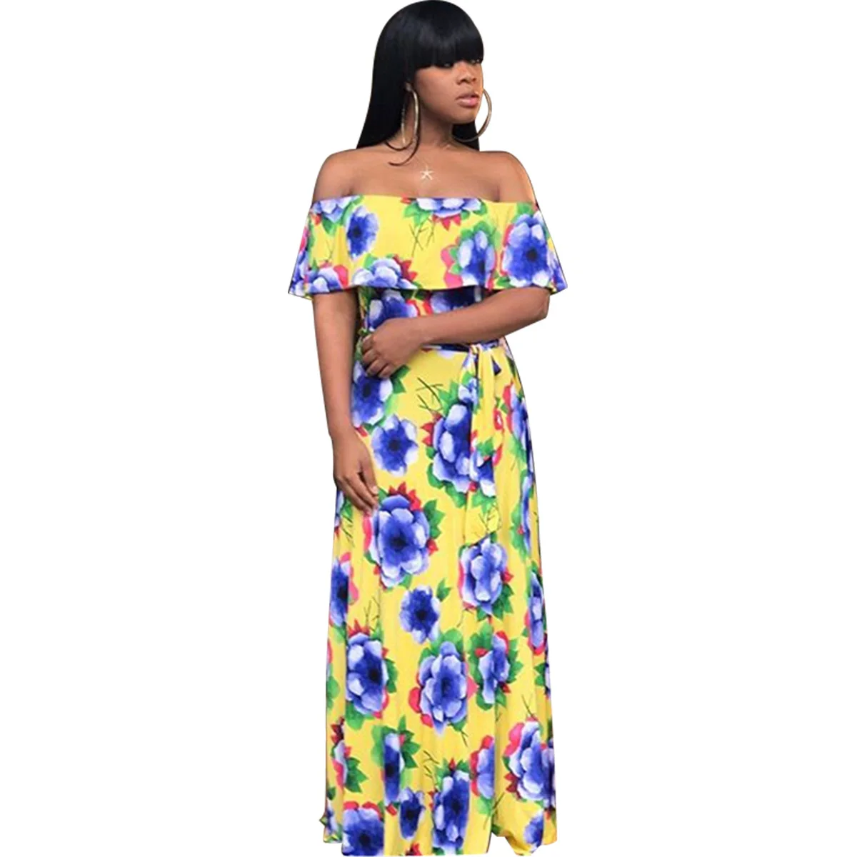 Женское длинное платье Бандажное с цветочным принтом|Женские платья| |