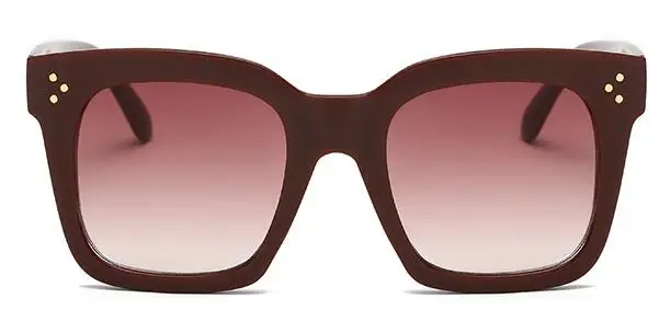 Мода Ким солнечные очки в стиле Кардашьян леди плоский топ очки Lunette Femme женские роскошные солнцезащитные очки для женщин заклепки солнцезащитный крем - Цвет линз: wine red