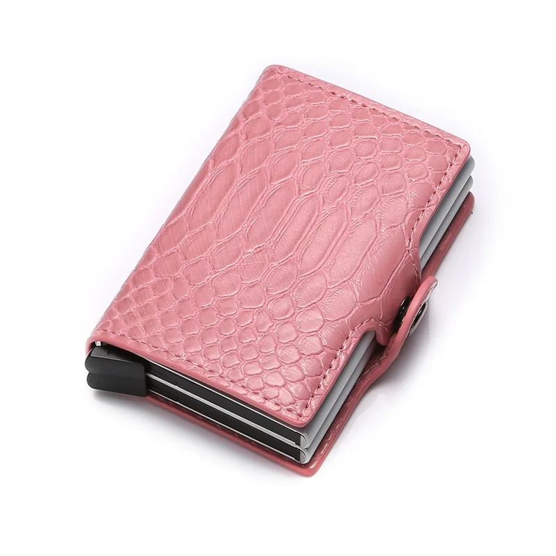 ZF003 pink BISI GORO RFID бизнес-держатель для карт для мужчин и женщин pu кожаный металлический кошелек держатель для карт чехол для кредитных карт Карманный дропшиппинг - Цвет: ZF003 pink