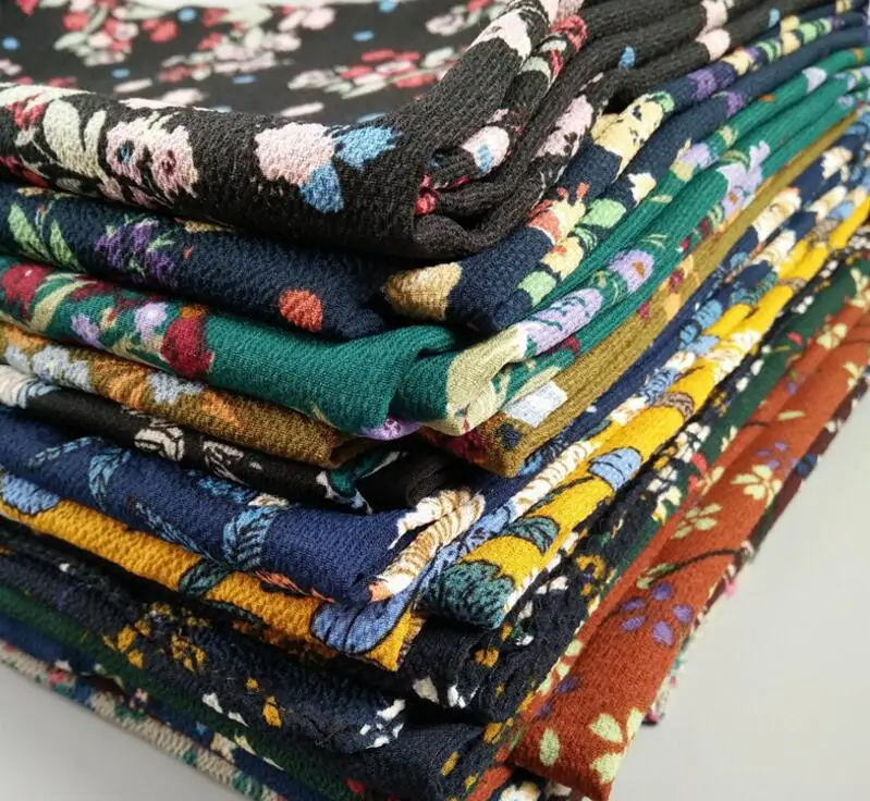 Печать шифон seersucker поли DIY Ткань для платья блузки шарф квалифицированный 100*150 см