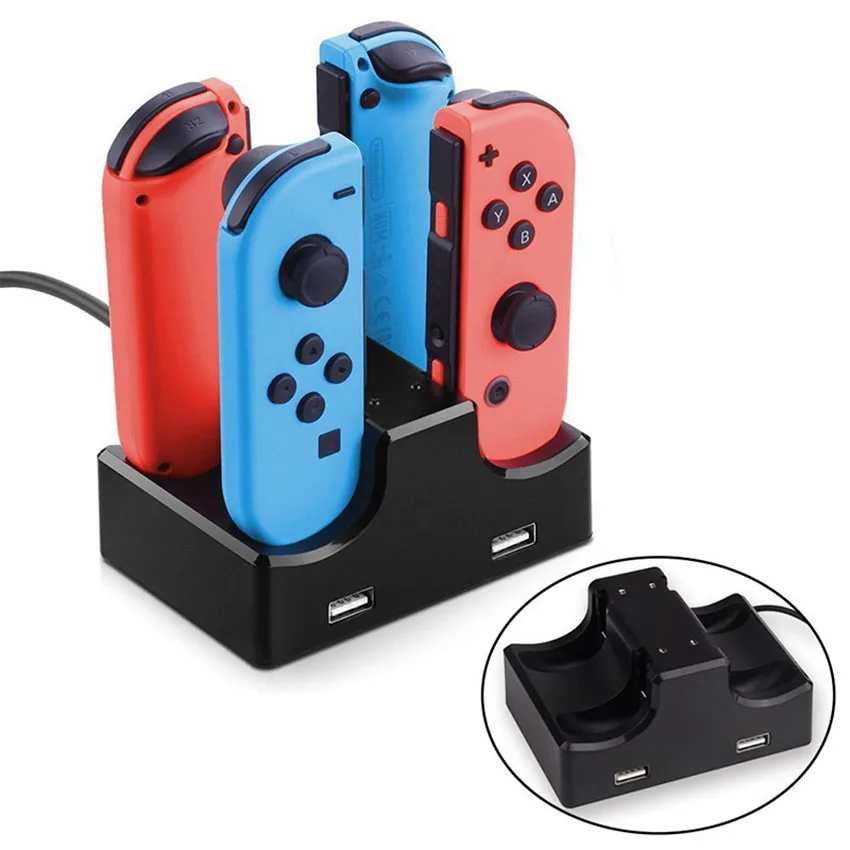 4 контроллеры USB зарядная док станция Зарядное устройство Подставка для Nintendo Switch