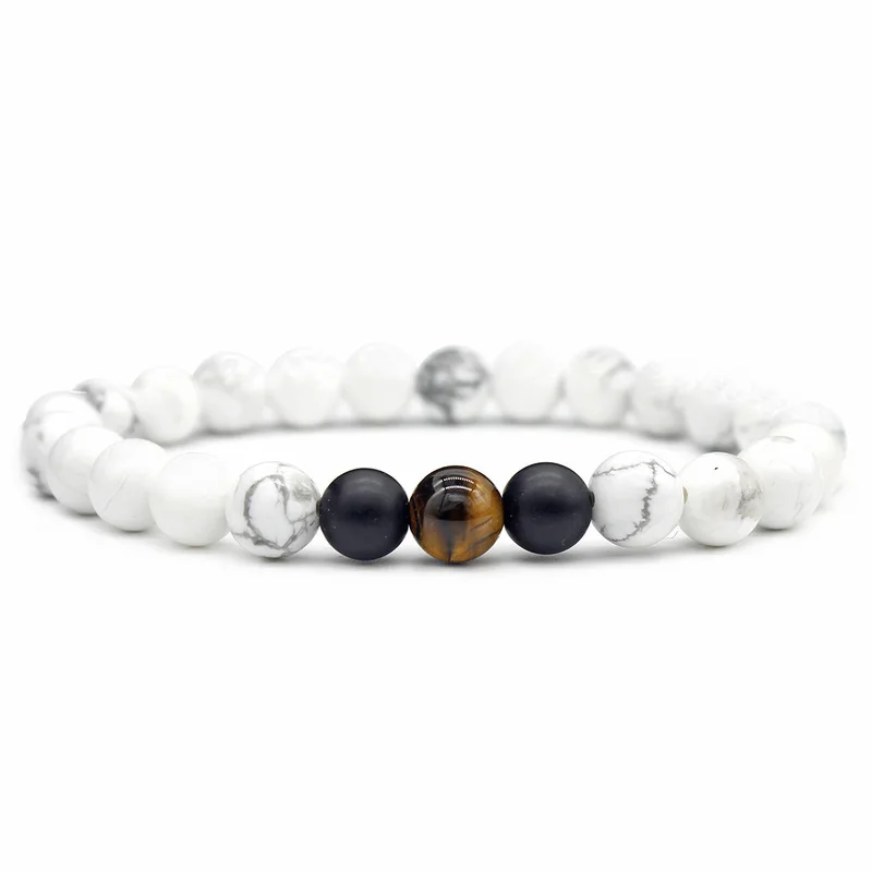 Howlite тигровый глаз черный камень энергетические бусины браслет лечебный баланс