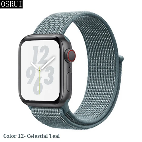 Ремешок для Apple Watch 42 мм 38 мм 5 4 3 correa iwatch 44 мм 40 мм спортивный браслет-петля Apple watch 5 4 аксессуары 5/3/2 - Цвет ремешка: 12- Celestial Teal