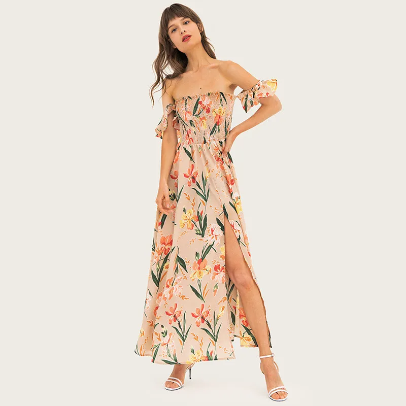 Летнее пляжное платье женское богемное 2019 шикарное в стиле бохо соблазнительное