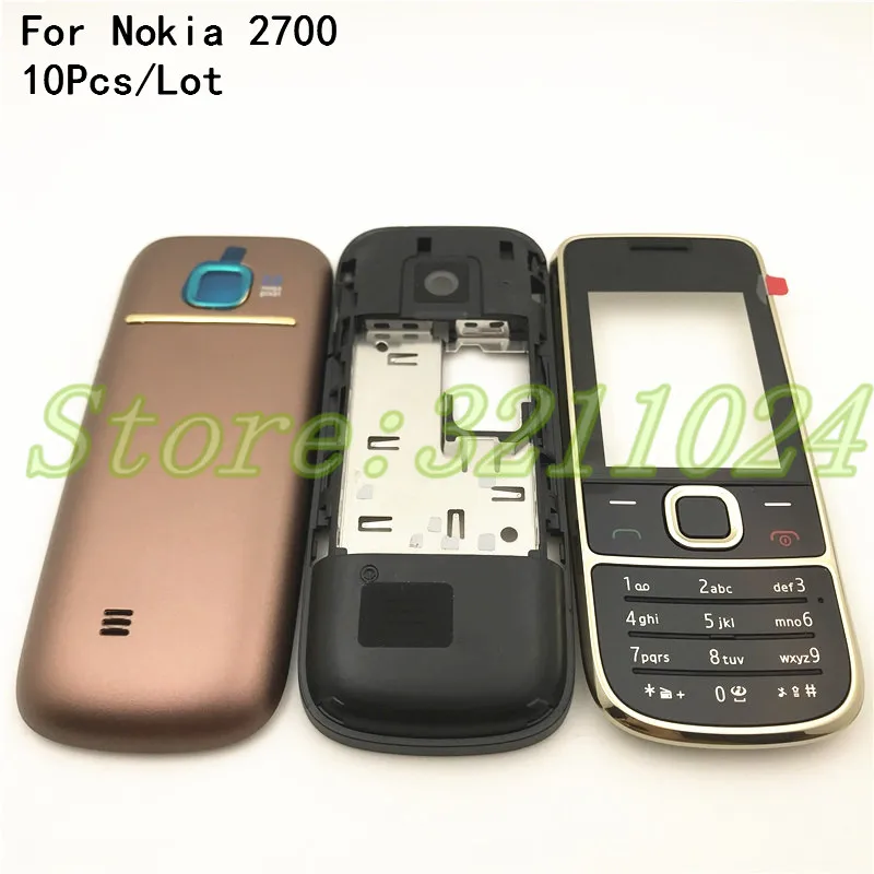 

10 шт./лот хорошего качества оригинальные новые для Nokia 2700 корпус крышка дверная рама + задняя крышка батареи + клавиатура + логотип