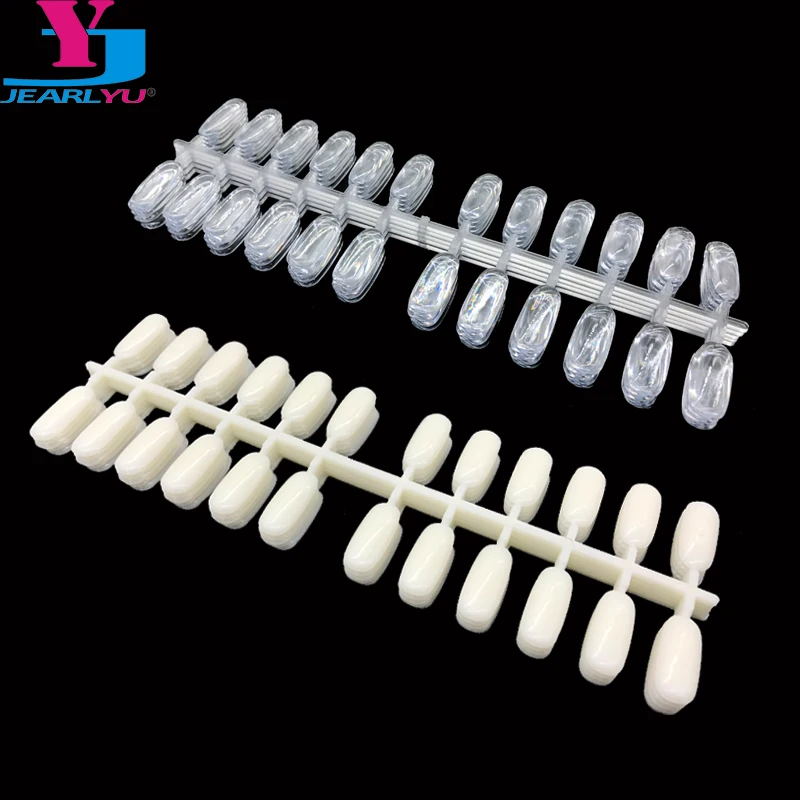 

50 Pcs Tips Nail Art Display Nature Clear Oval Faux Ongles Practice Artificial Nails Full Cover French Tips Polish Color Card