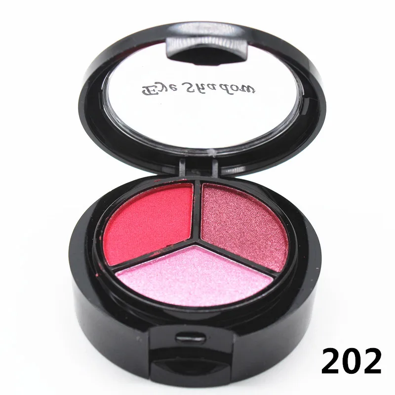 202 3 цвета Smoky eyeshadow palette Professional glitter eyeshadow shimmer pigment+ кисть+ зеркальный макияж телесные матовые тени для век MOR001 - Цвет: 202