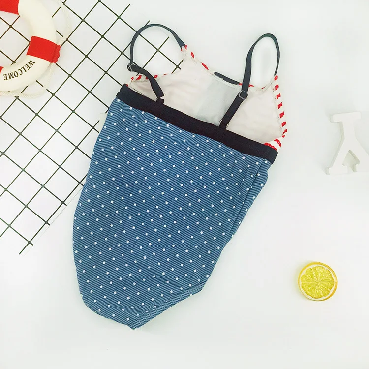 Бикини для девочек лето 2019 цельный полосатый купальник в горошек От 2 до 12 лет