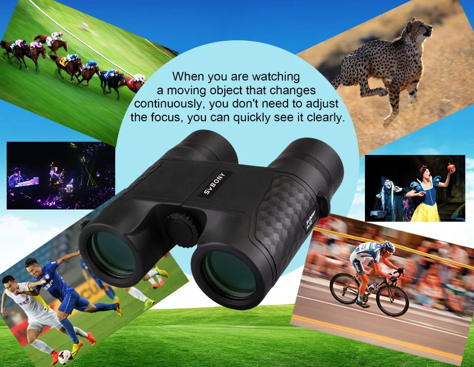 SVBONY 8x32/10x42 Fixed Focus Binoculars Waterproof High Power Telescope Roof Prism SV30 Powerful for Camping Hiking F9319