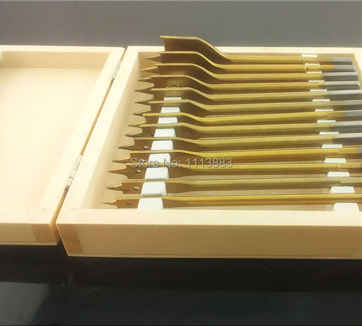 13 шт. ЛОПАТКИ с титановым покрытием (плоские биты) в деревянной коробке от AliExpress WW