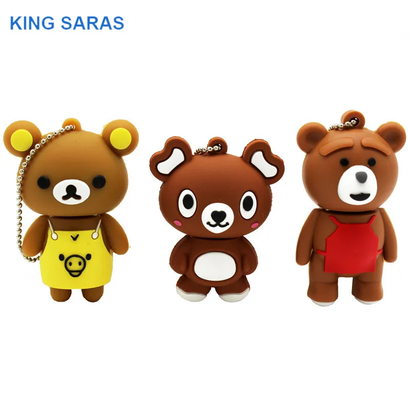 KING SARAS милый картонный медведь модель usb флэш-накопитель 4 ГБ 8 ГБ 16 ГБ 32 ГБ 64 ГБ флешка, подарок usb 2,0