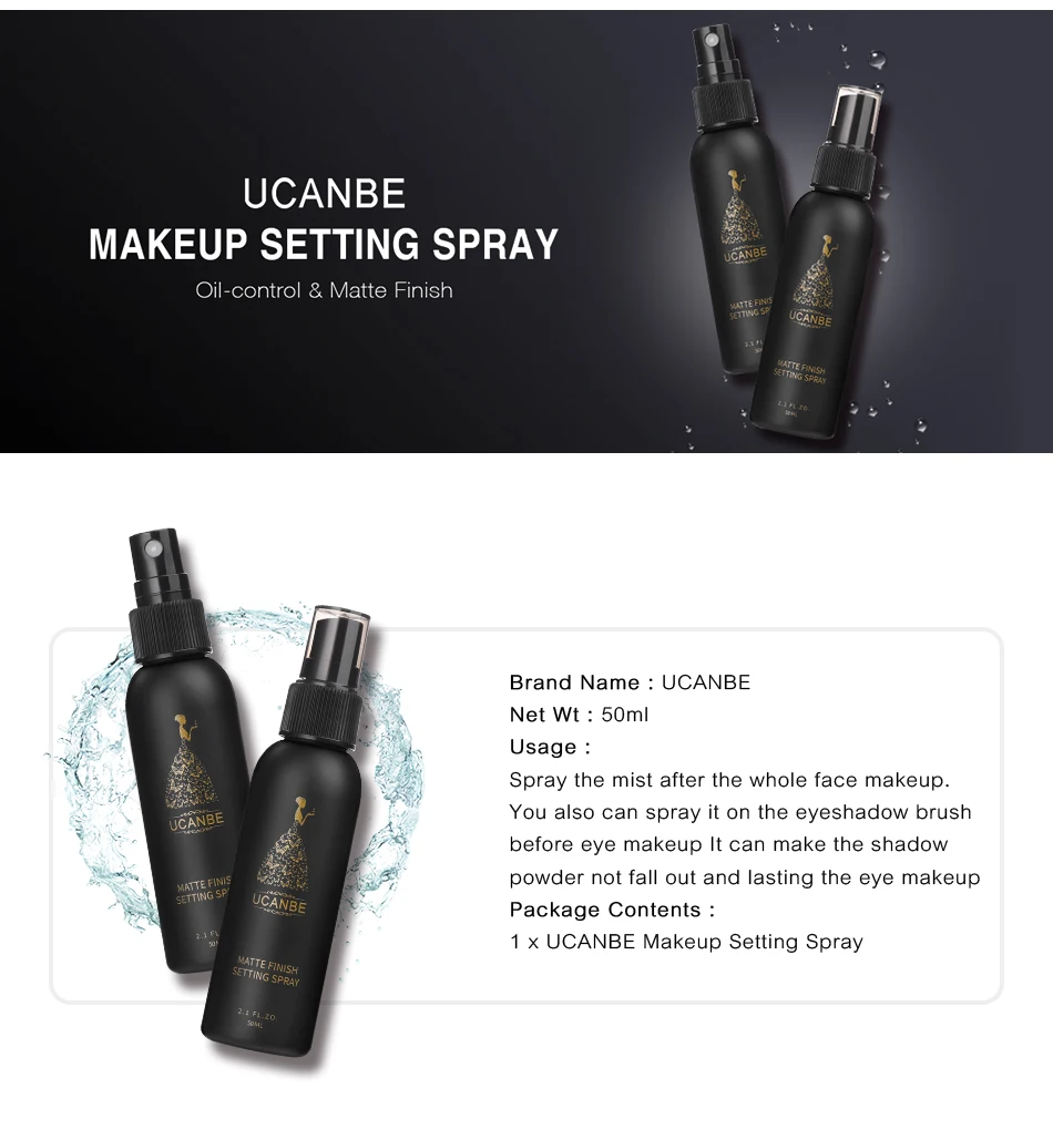 UCANBE, брендовый натуральный спрей для макияжа, увлажняющий, длительного действия, основа для макияжа, матовая отделка, спрей, косметика, 50 мл