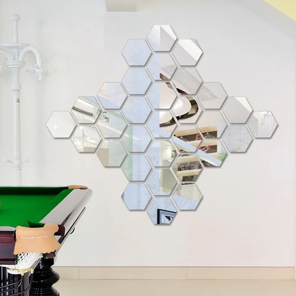 12 шт. Nordic 3D зеркальный акриловый чехол-шестиугольник Съемный DIY Искусство Винил