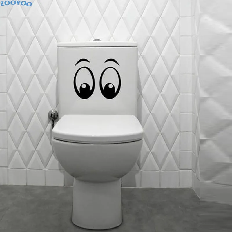 

ZOOYOO Curious Face Toilet Tank Wall Stickers Bathroom Decoration Wall Decals Art Vinyl Toilet Stickers Home Decor