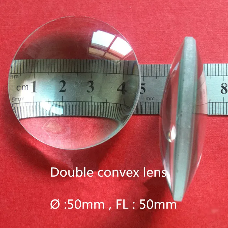 2 шт. двухвыпуклые линзы для оптического эксперимента 50 мм|double convex|lens 50mmfocal length |