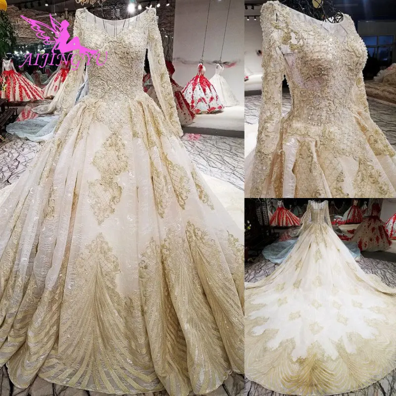

AIJINGYU Pearl Wedding Dress Online Shop China Gown Plain With Butterfly Muslim 2021 2020 Marriage Wear Gowns