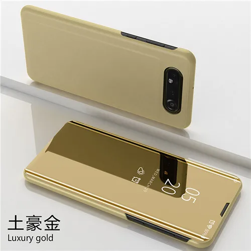 gold Прозрачный смарт-зеркало заднего вида чехол для телефона для samsung A90 A80 A70 A60 A50 A40 A30 A20e A10 откидная крышка для Galaxy M10 M20 M30 принципиально Капа - Цвет: gold