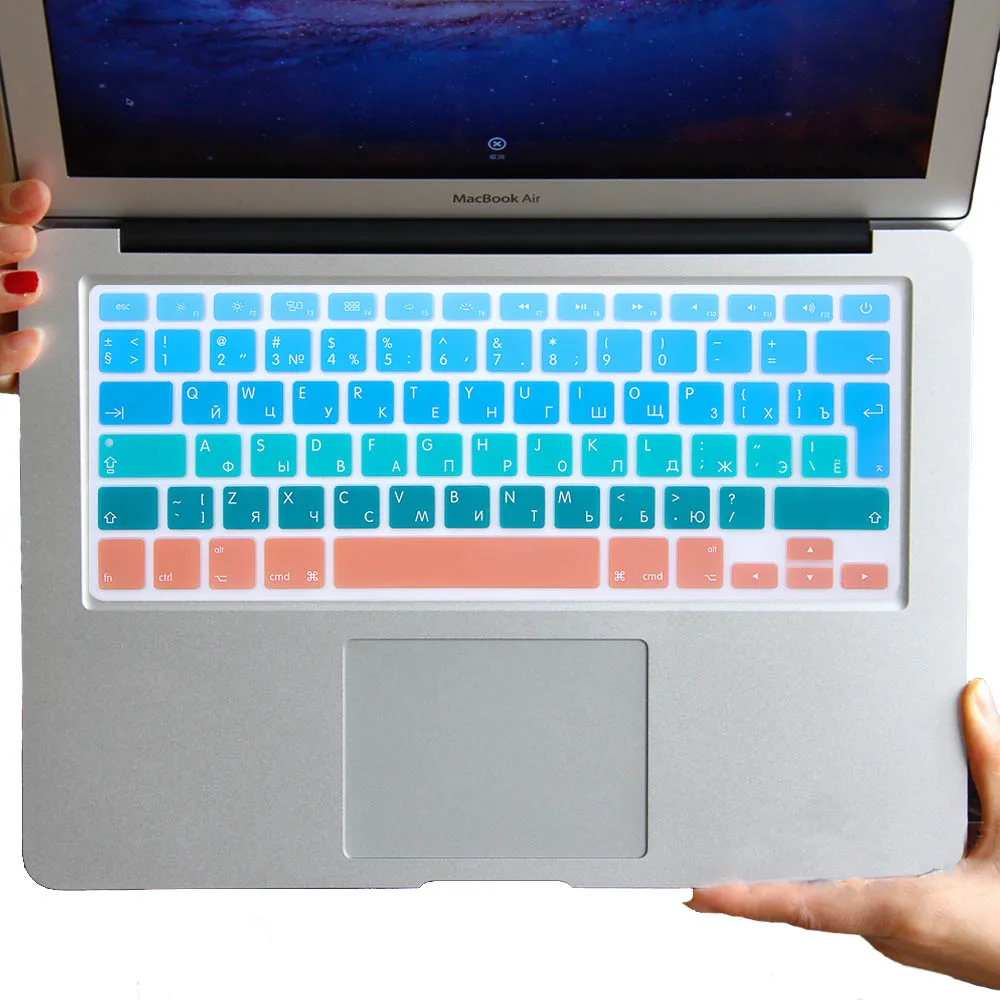Redlai силикон EU/UK русская градиент/однотонная цветная клавиатура чехол для Macbook Air 13 дюймов A1466 Pro retina 13 1" покрытие для клавиатуры