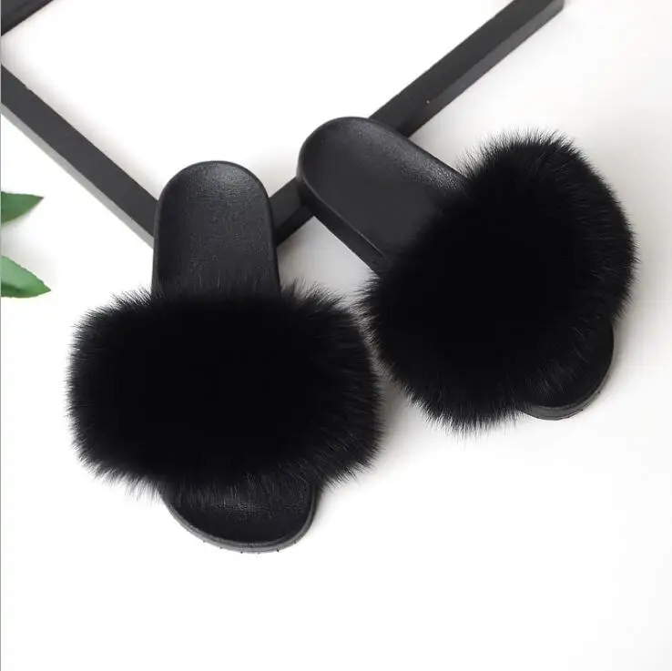 Black COOLSA/женские нескользящие меховые тапочки на плоской подошве; милые женские плюшевые меховые шлепанцы; женские меховые шлепанцы; Прямая поставка; черные меховые шлепанцы; Лидер продаж - Цвет: Black