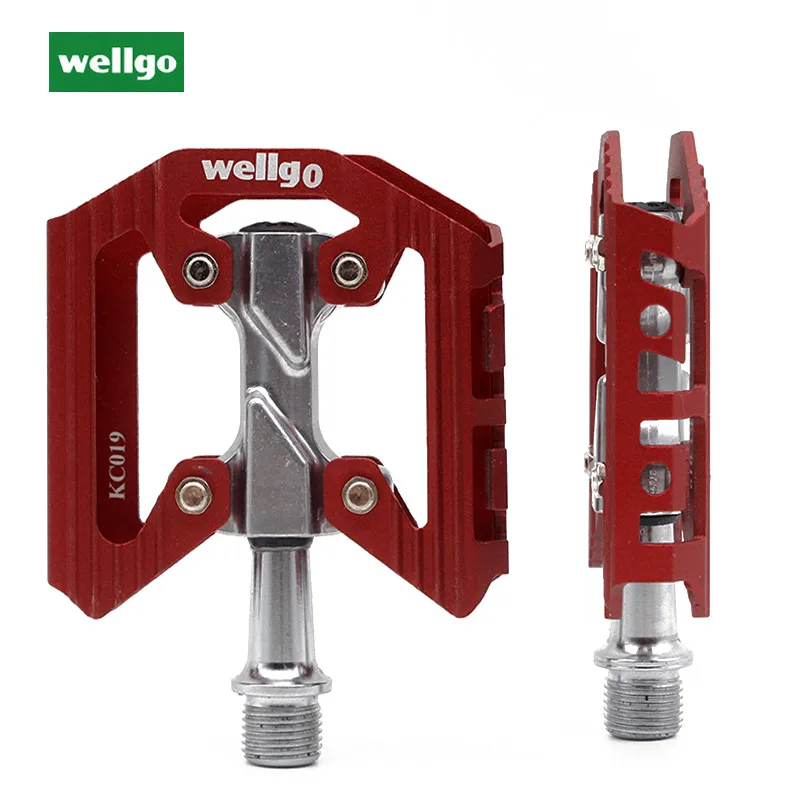 red Wellgo KC019 MTB велосипедные педали подшипники сверхлегкие 248 г горные велосипедные педали из алюминиевого сплава опорная педаль велосипеда - Цвет: red