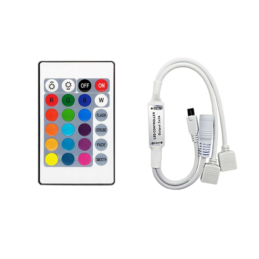 MINI Светодиодный RGB контроллер постоянного тока 5 в 12 В 24 В ИК 24 клавиши пульт дистанционного управления для SMD 3528 5050 RGB светодиодные полосы света - Цвет: MINI