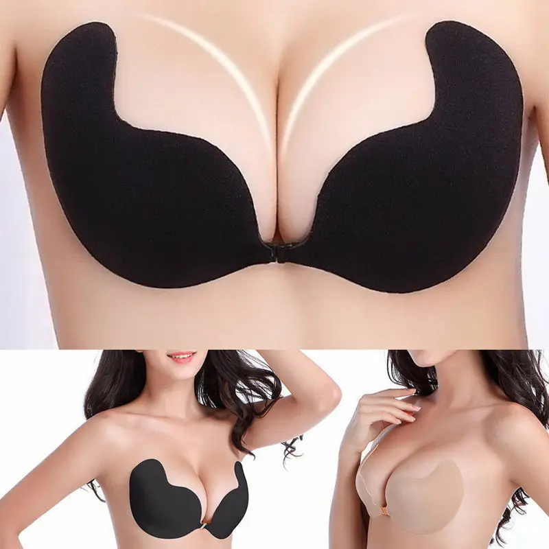 

Women Silicone Self Adhesive Push Up Pasties Strapless Invisible Bras Brassiere