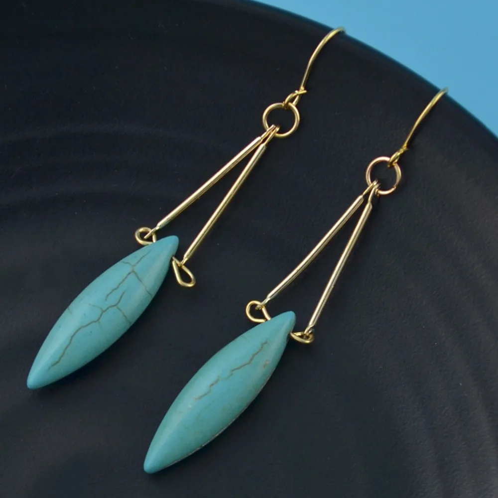 Серьги из натурального камня лава тигровый глаз Howlite длинные серьги-кисточки