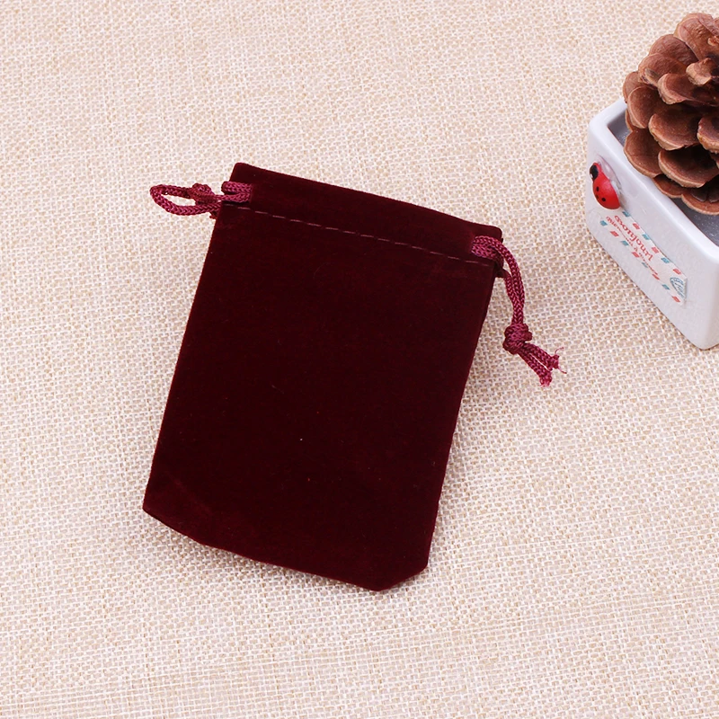 100 шт./лот темно-красные бархатные мешочки 9x12 см для ювелирных изделий/MP3/телефона